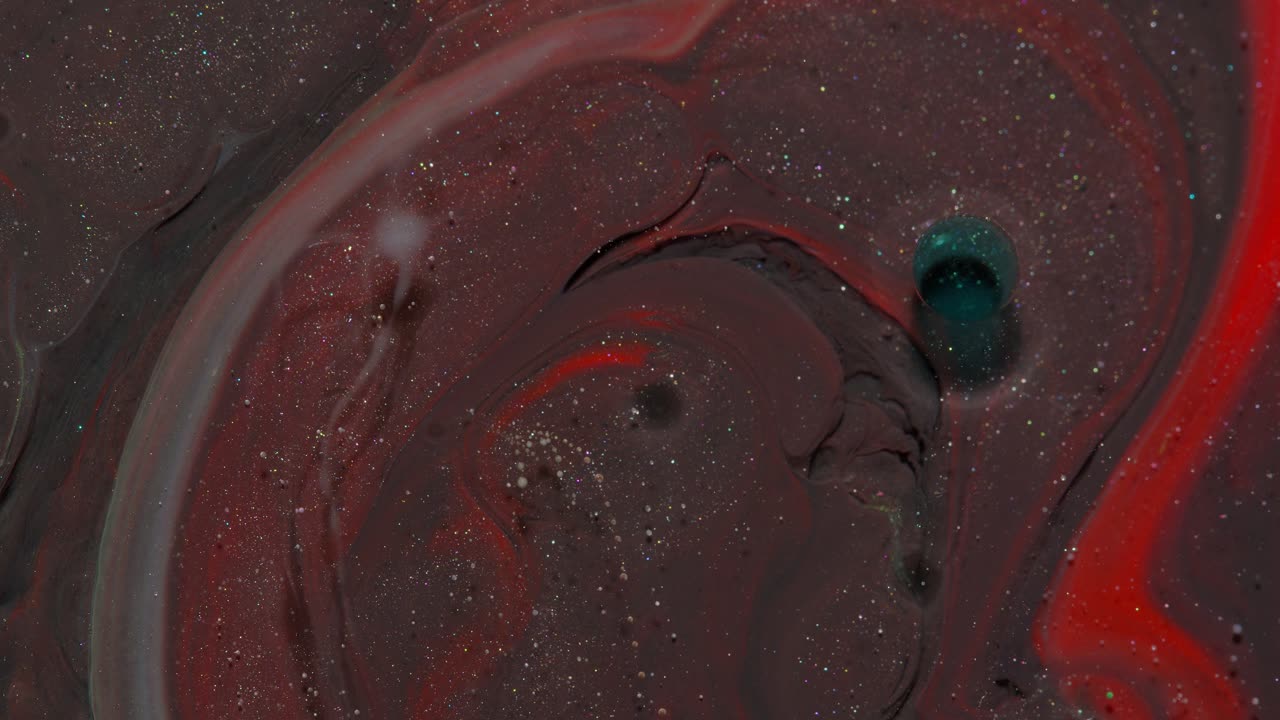 burbujas flotan en pintura líquida, mezclando tinta, aceite y leche, pintura hipnótica multicolor abstracta