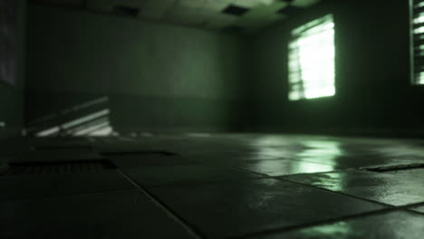 abandoned room with green light