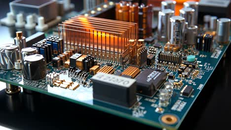 close-up of a detailed circuit board showcasing electronic components