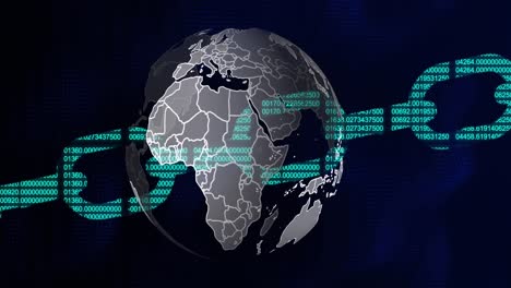 animation of globe and block chain on black background