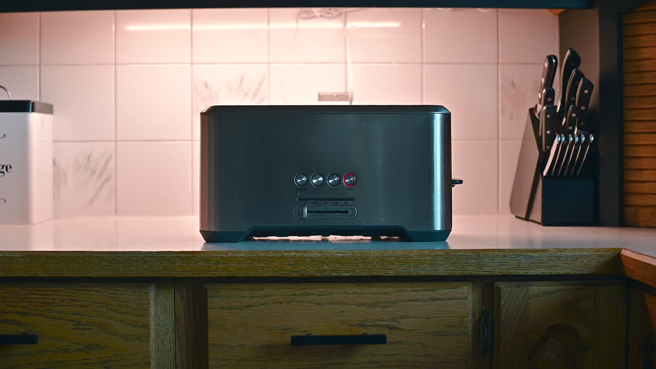 トースターでパンを焼く