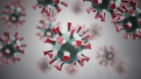 animación en bucle de virus girando alrededor. muchos virus en segundo plano.