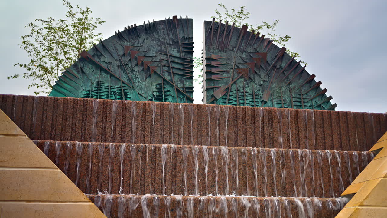 Artificial waterfall in Amaliehaven park, Copenhagen, Denmark