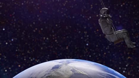 astronauta balanceándose en el espacio