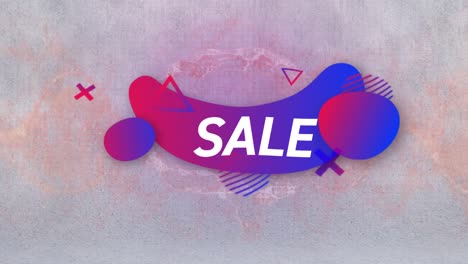Animation-of-sale-text-over-pink-geometrical-shapes