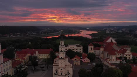 kaunas old town in dramatic summer evening