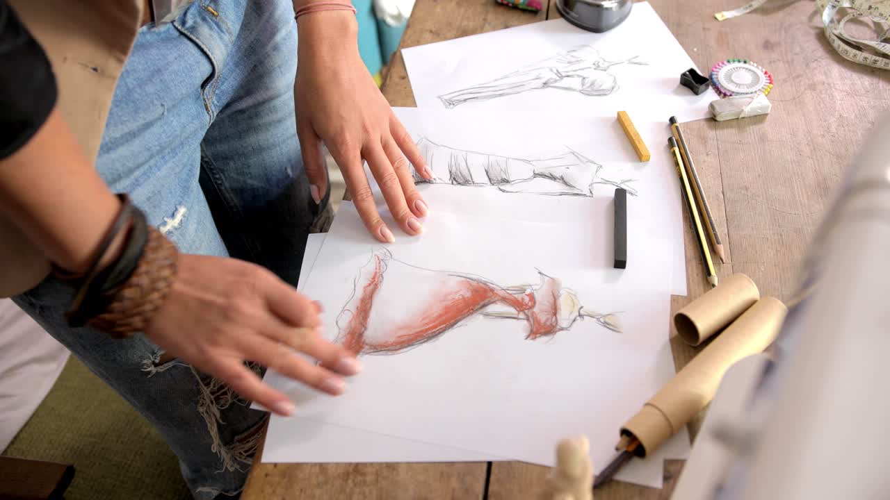 Crop shot of female drawing sketch