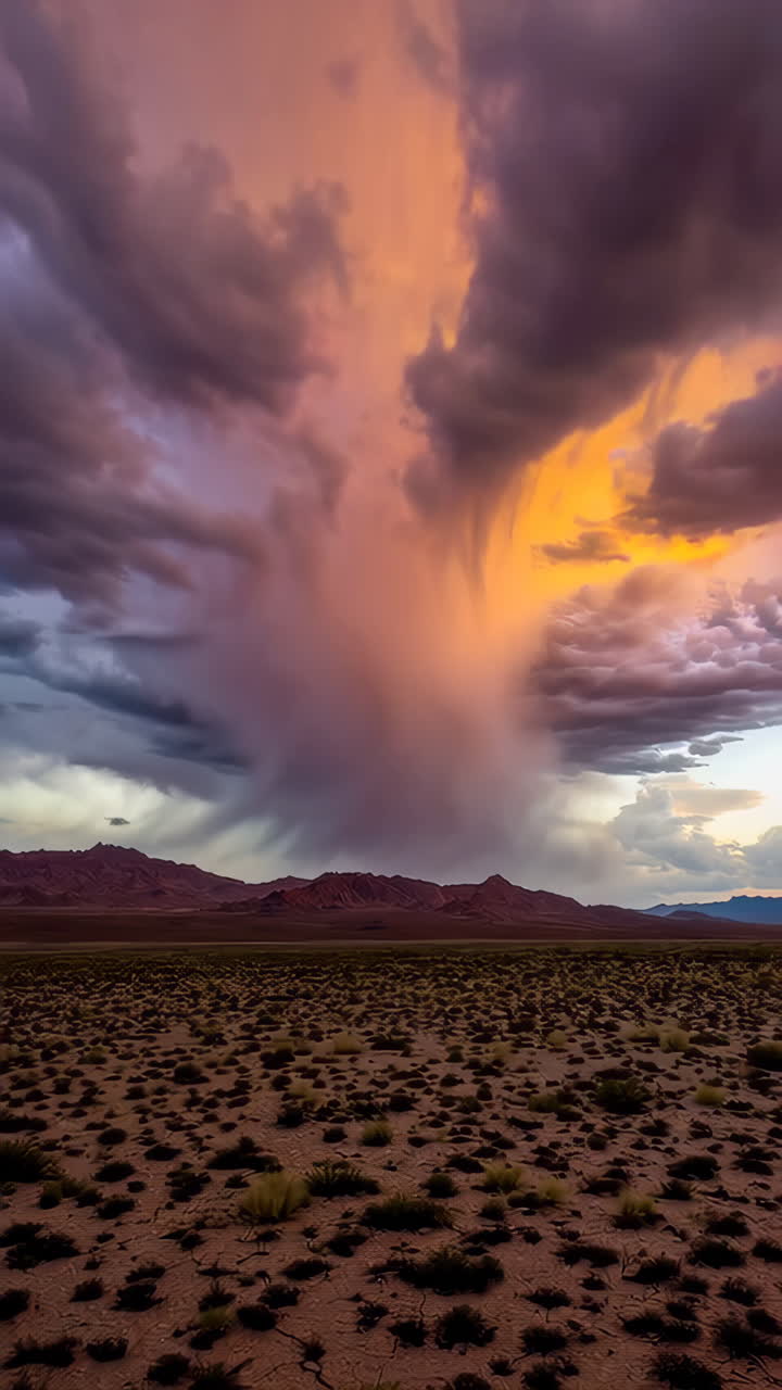 Stormy Sunset over Desert Mountains