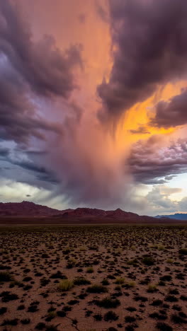stormy sunset over desert mountains