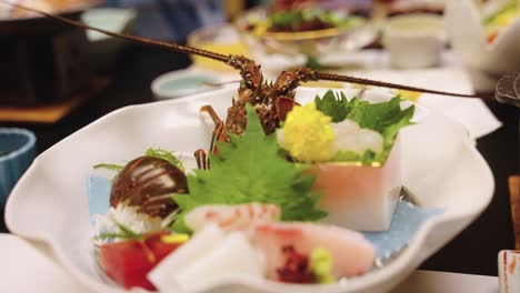 4k-Ise-Ebi,-Japanese-Spiny-Lobster-Kaiseki-and-Sashimi