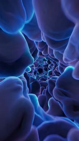 abstract organic tunnel with glowing blue and purple hues
