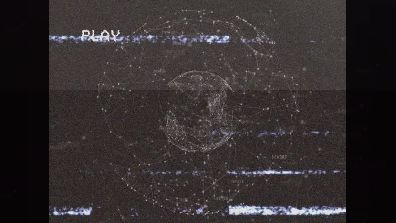 efecto de falla vhs sobre el globo de la red de conexiones contra un fondo gris