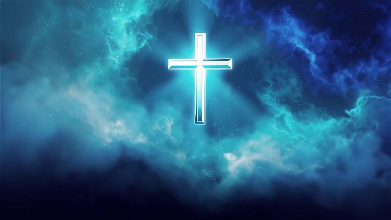 Croce Cristiana Luce Celestiale Sfondo per il Culto.