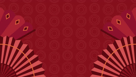 red fan pattern background