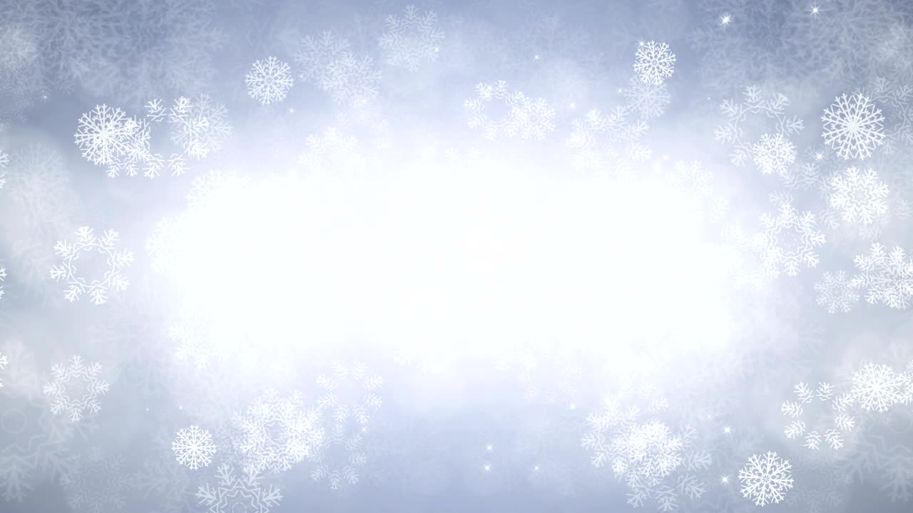 Fondo de Año Nuevo. Copos de nieve y destellos volando lentamente.