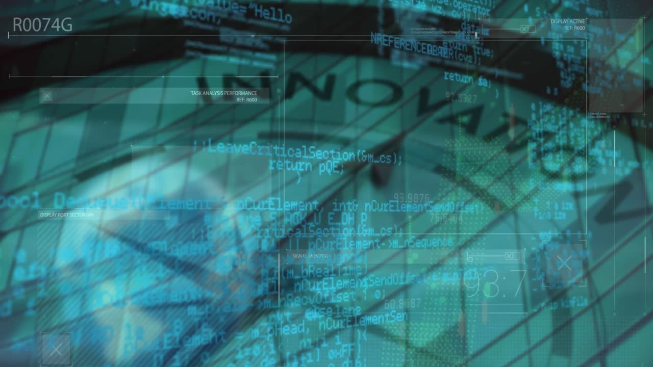 animación del procesamiento de datos financieros durante el reloj