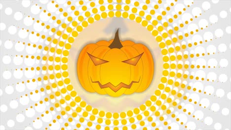 orange halloween pumpkin and halftone rays abstract motion background