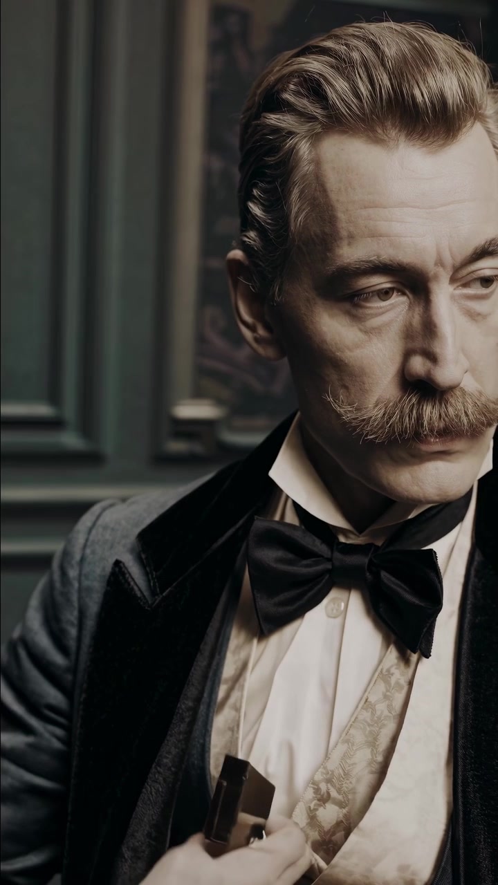 Sophisticated Gentleman in Vintage Attire Reading a Book