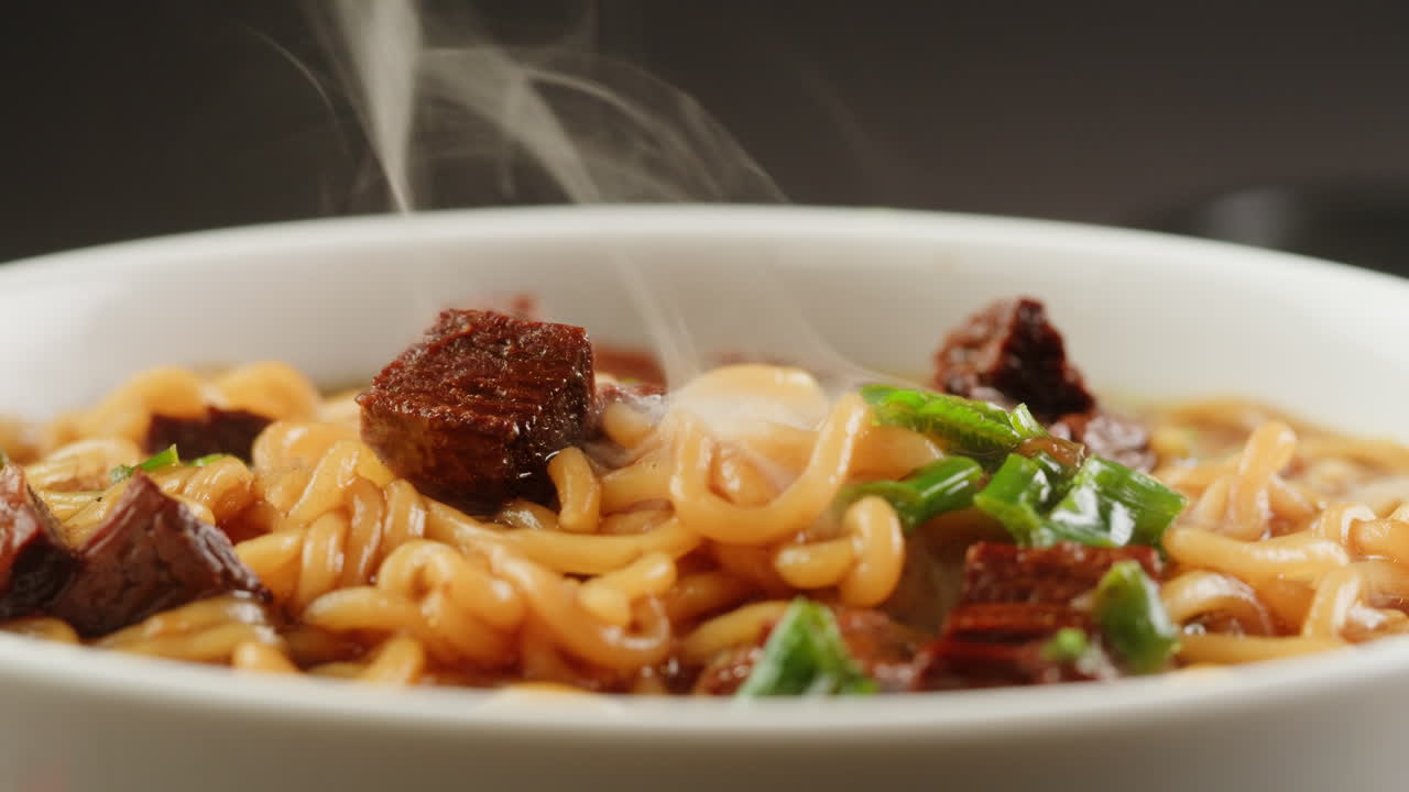 Bowl of Hot Steaming Beef Ramen