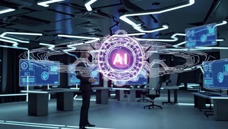 ai technology in a modern futuristic office