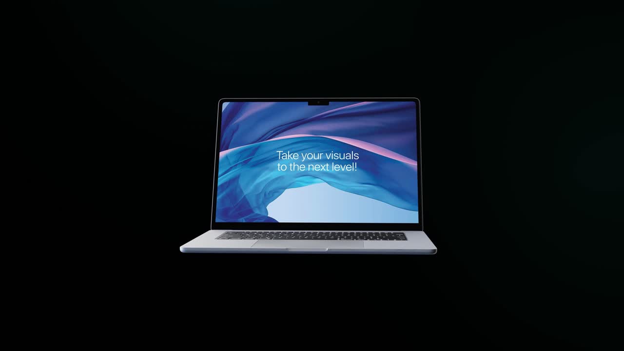 Modello di mockup realistico di laptop in 4K con canale alfa per la presentazione di siti web e app.
