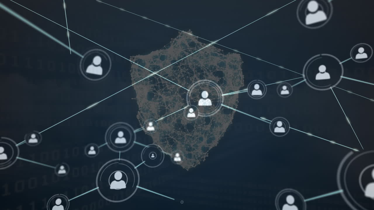 animación del procesamiento de datos sobre el escudo