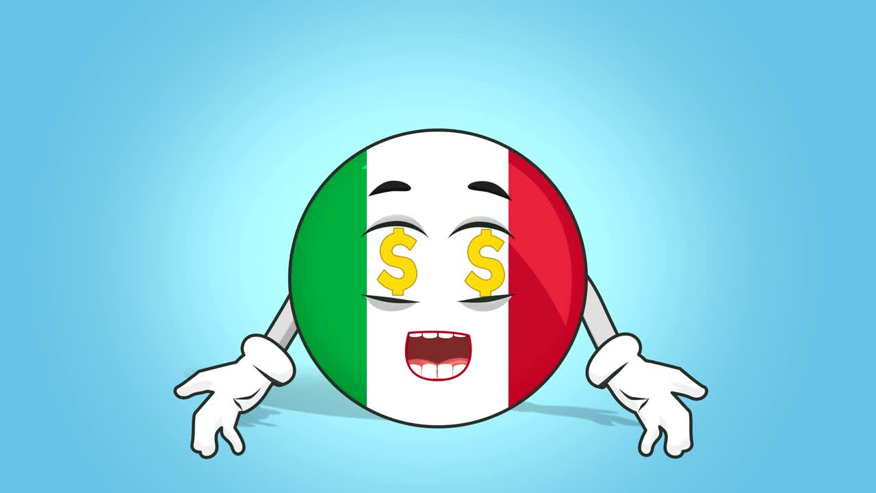 카 아이콘: 이탈리아 국기 달러 눈, 얼굴 애니메이션, 알파 매트