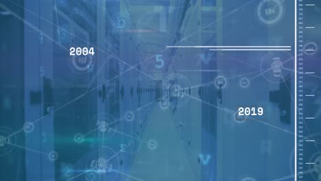 Animation-of-cyberattack-warning-with-data-processing-and-network-of-connections-over-server-room