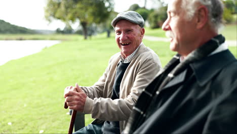 elderly men chatting in the park
