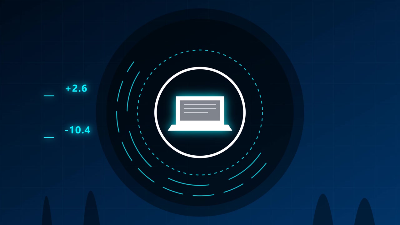 Digital Interface with Laptop Icon and Data Metrics
