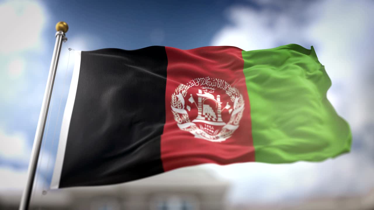 Afghanistan Flag Waving Slow Motion 3D Rendering Blue Sky Background - Seamless Loop 4K
