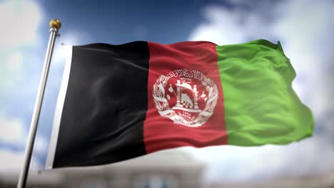 afghanistan flag waving slow motion 3d rendering blue sky background - seamless loop 4k