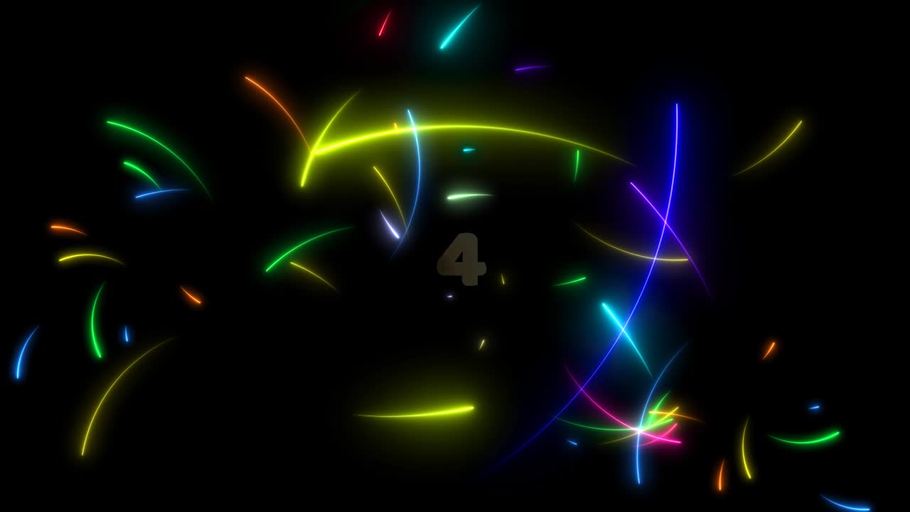모든 무지개 네온 화살표 모션 무작위 모든 프레임과 검은 화면에 카운트다운 효과