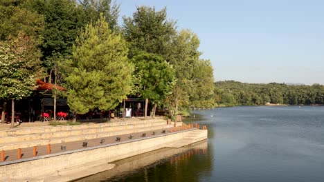 cafe with a view of the lake