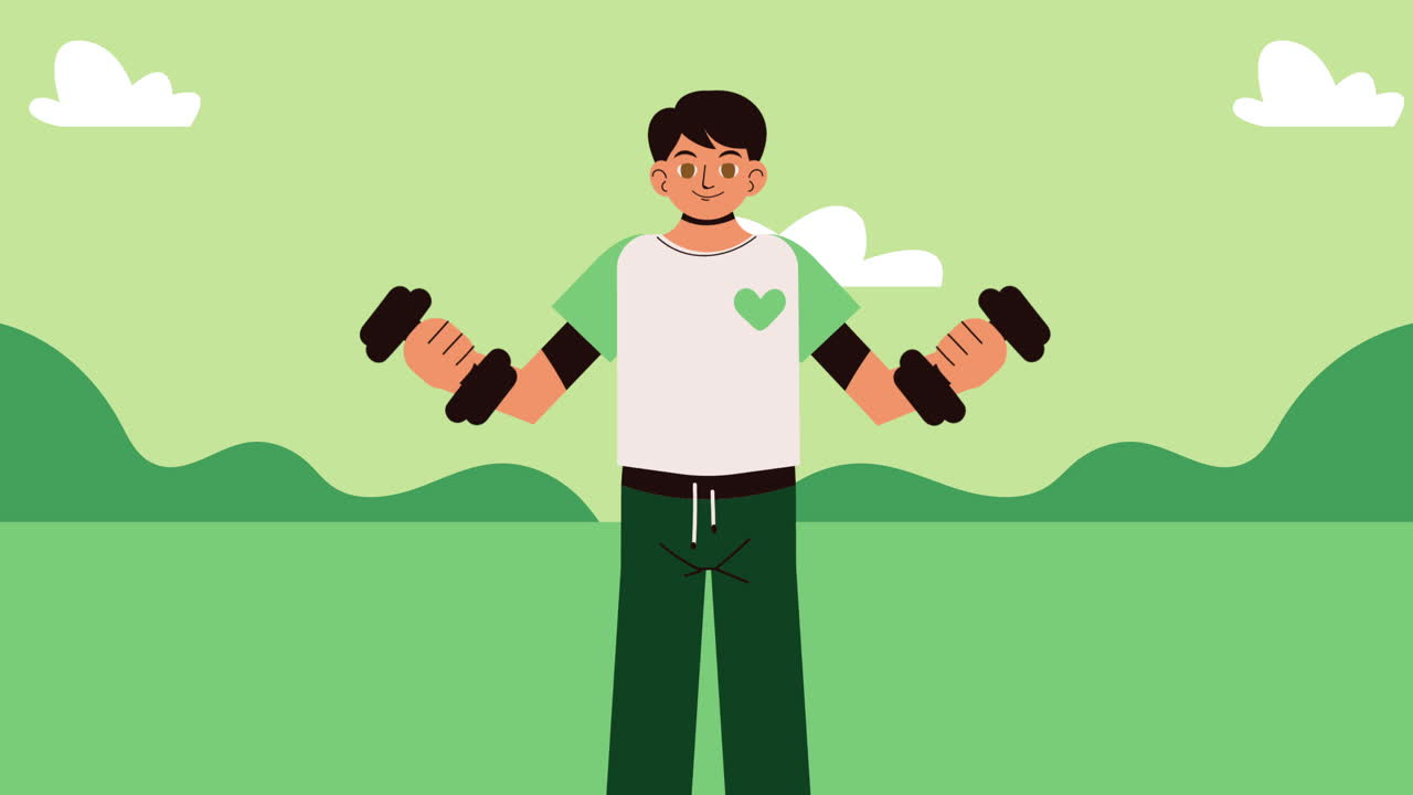 야외에서 운동하는 남자