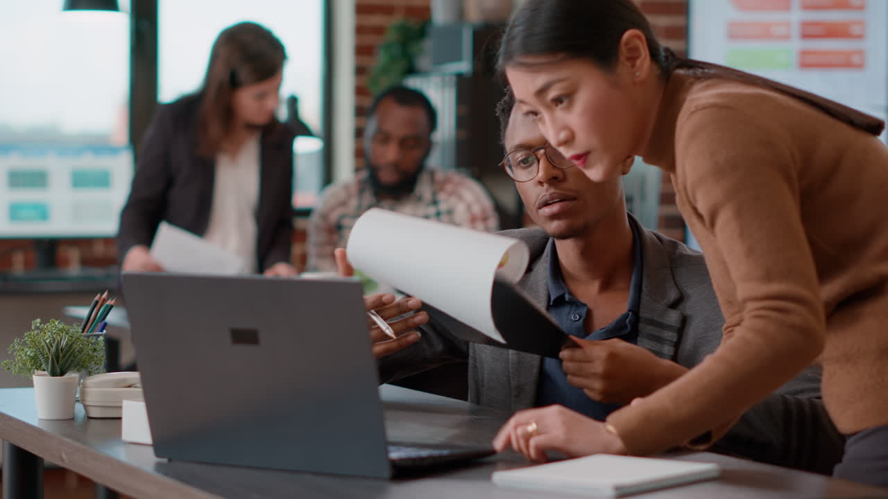Diverse team of people brainstorming ideas to work on leadership