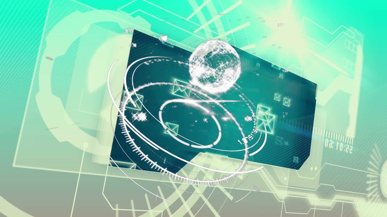 검은 바탕 위의 데이터 처리 및 범위 스캐닝의 애니메이션