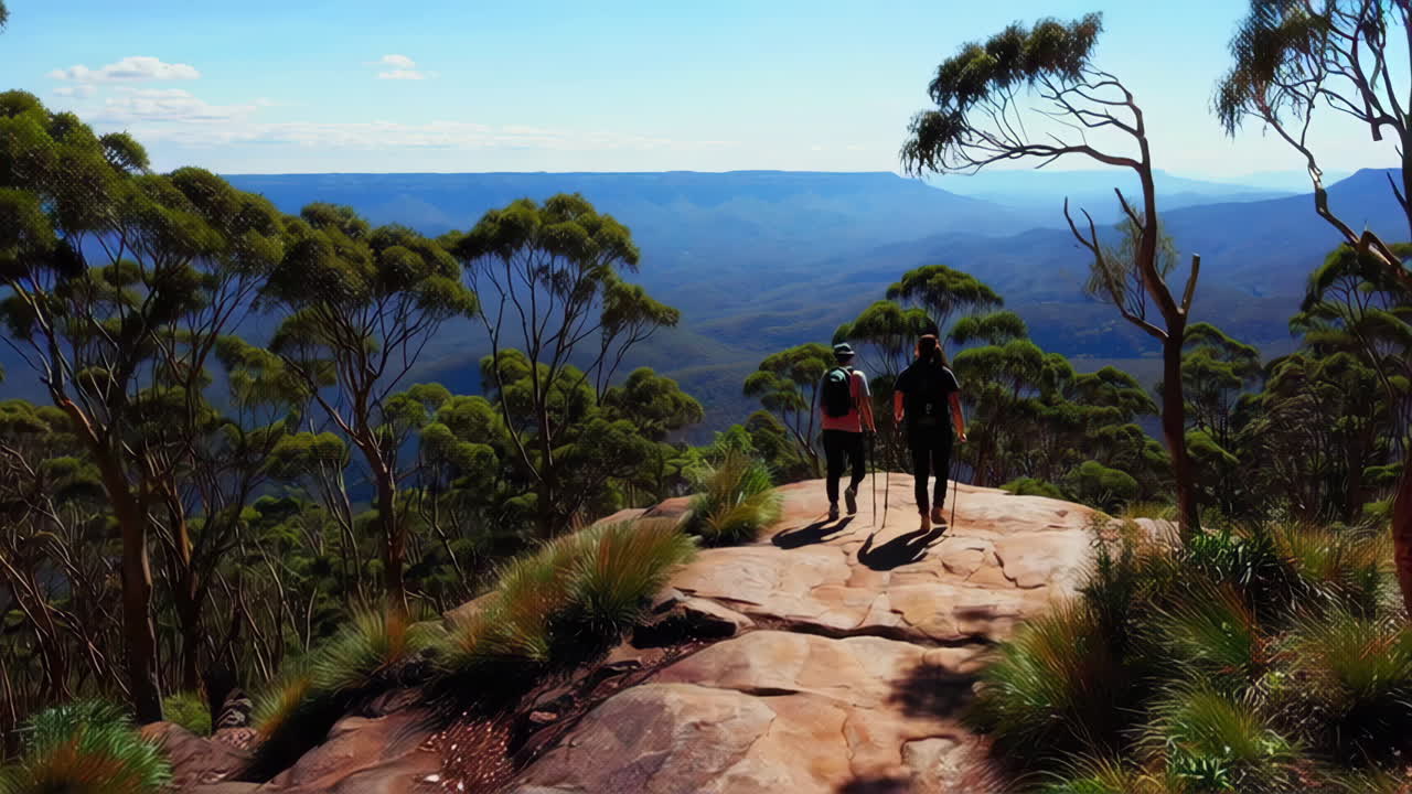 Hikers enjoying the view from a mountain summit
