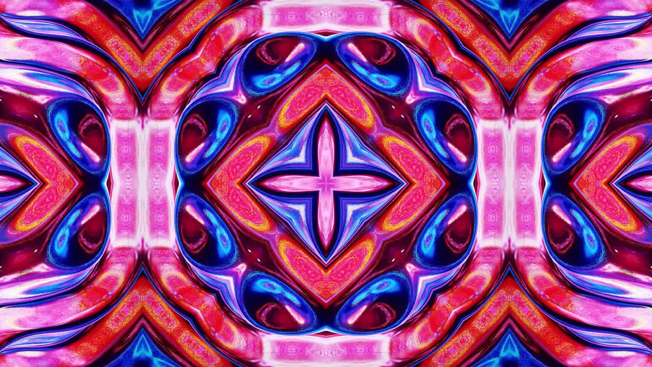 Motivo liquido ondulato come un caleidoscopio con onde, gradiente multicolore. Sfondo astratto 3D elegante in loop, struttura simmetrica ondulata di vetro liquido brillante. Animazione fluida colorata e di tendenza in 4k.