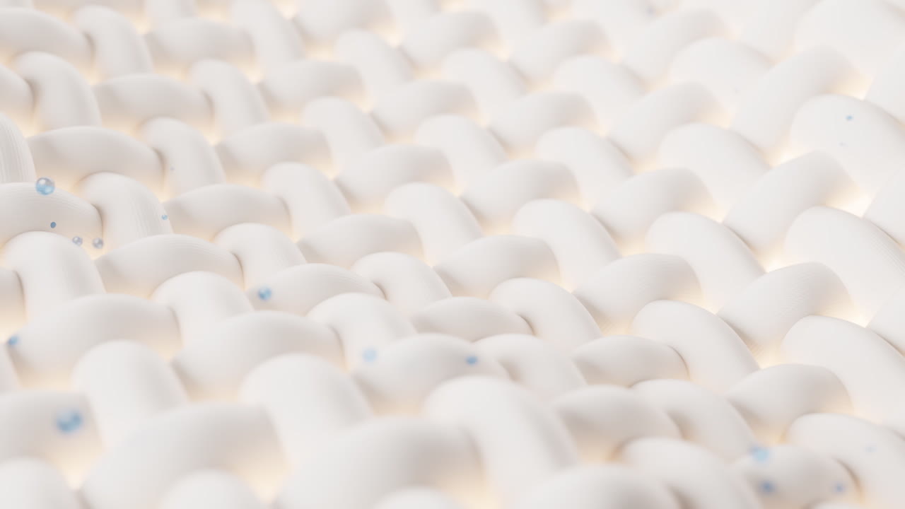 tela de onda con detalles microscópicos y burbujas de limpieza, renderización 3d.