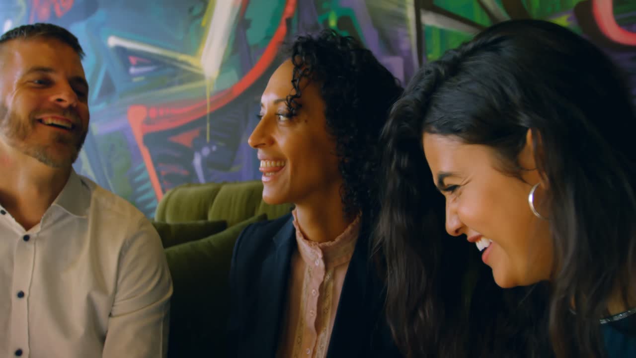 Business people talking each other in office 4k