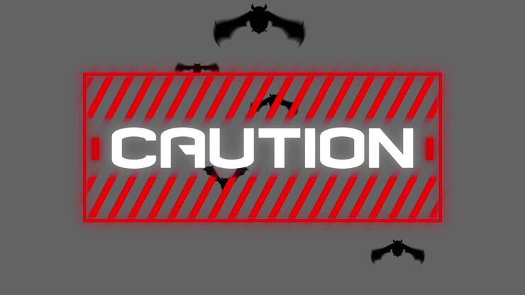 Animation of caution covid 19 text over bats
