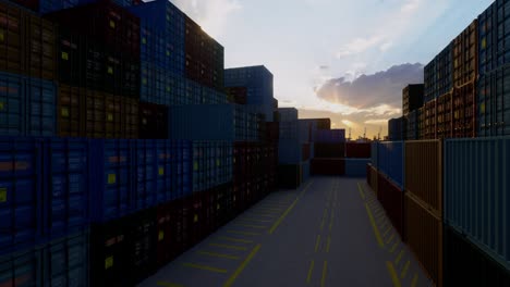 containers in the port, shipping and transportation concept
