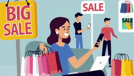 People Engaging in Online Shopping During a Big Sale Event