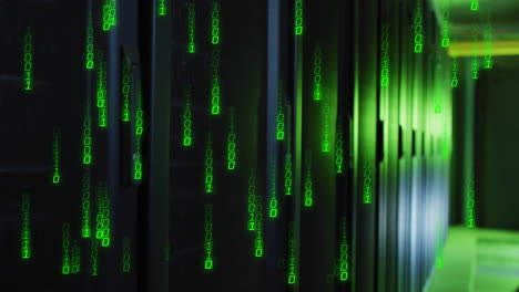 animación del procesamiento de datos en la sala de servidores
