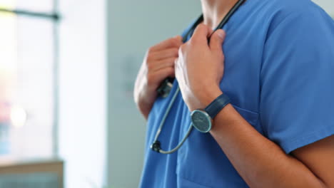 Closeup,-hands-or-doctor-with-stethoscope