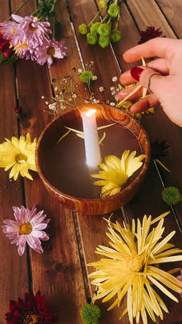 candle and flowers altar