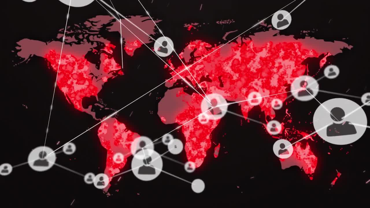 세계 지도 에 대한 디지털 아이콘 의 네트워크