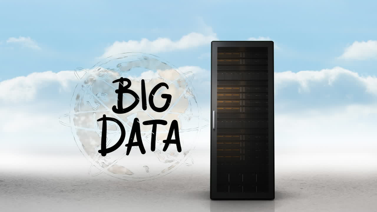 Server tower and big data.