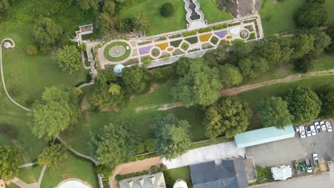 Estate-and-Japanese-Garden-at-Maymont-Park-in-Richmond,-Virginia-|-Aerial-Top-Down-View-|-Summer-2021